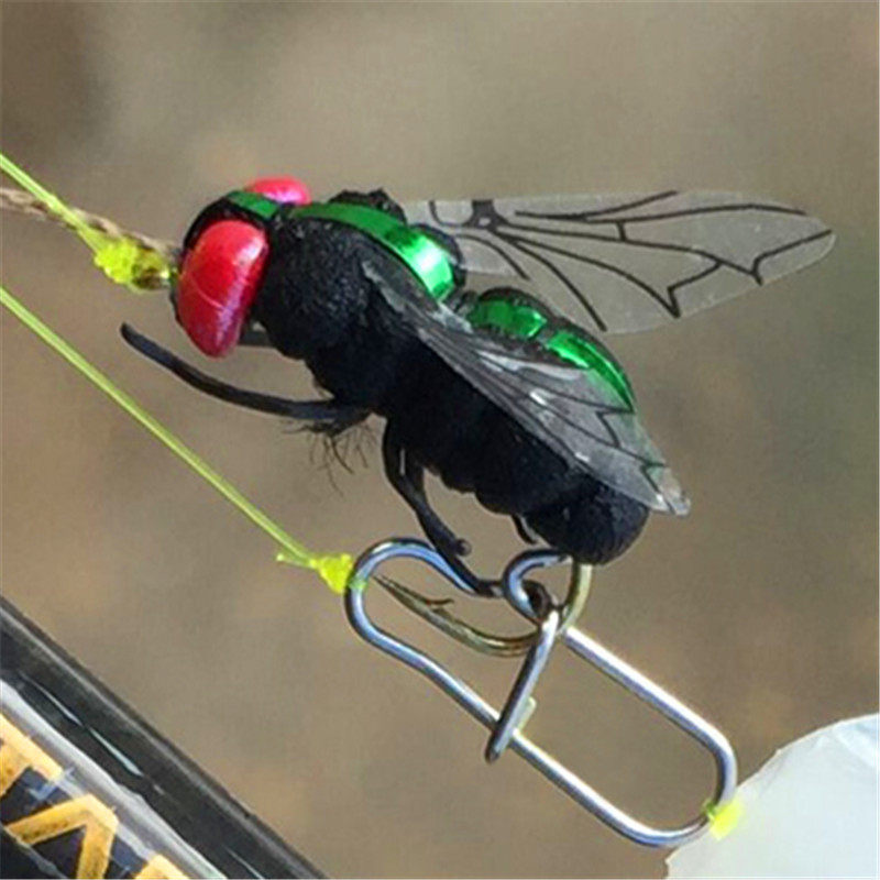 Fly Lujah Bait Bionic True Insect Fly Fly Hook Horse Mouth White Strip Floating Water Booster Microphishing Hook for False Bait
