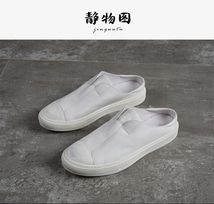 Giày nam mùa hè mới dép nam xu hướng giày da đế xuồng không gót thấp - Giày thấp giày sneaker nam trắng