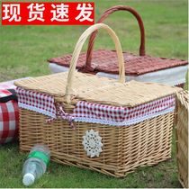 Rattan picnic basket Portable basket Fruit basket Willow shopping basket Storage basket Egg basket Woven basket Large basket with lid