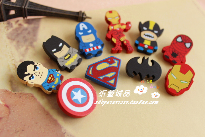 10 đầu gỗ dễ thương Huy hiệu trâm cài người nhện Batman Superman Captain America trâm cài - Trâm cài trâm cài áo cao cấp