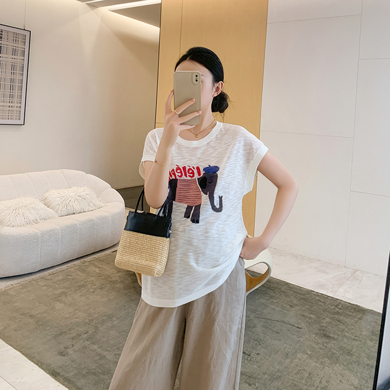 Zma Commuting Outfit Maternity Suit Summer New Bamboo Linen Round Neck T-Shirt Top Loose Straight Maternity Pants
