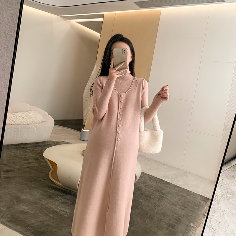 Zma Maternity Wear Winter Wear 2025 New Vest Dress Set Autumn and Winter Fashionable Maternity Sweater Base Shirt Two-Piece Set