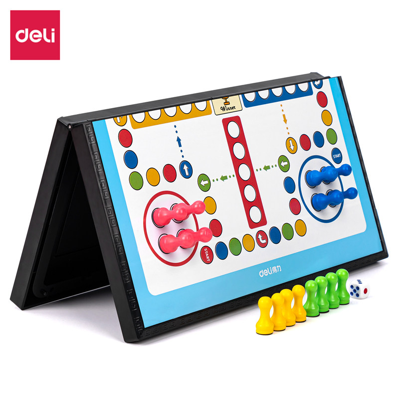 deli powerful flying chess children's toys early education benefit magnet puzzle board game portable folding chessboard 6756
