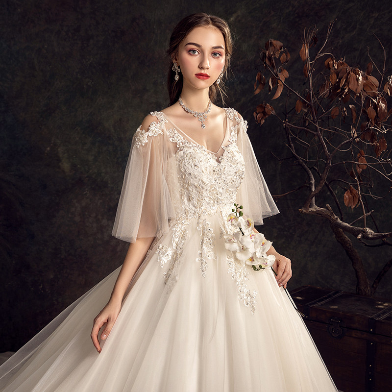 Pregnant wedding dress 2021 new bride drag exhaust gas large size high waist cover pregnant belly fat mm forest department dream super fairy light