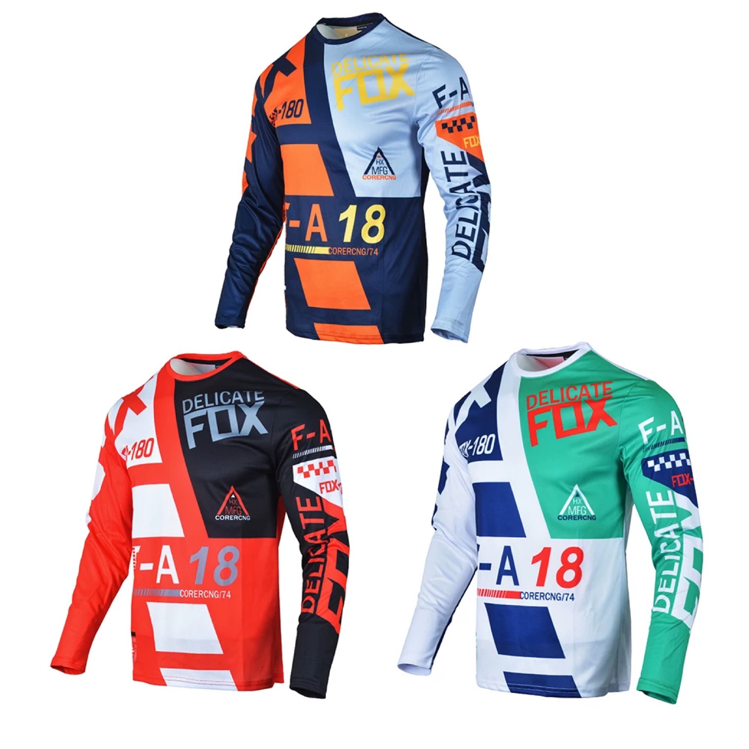 DELICATEFOX motorcycle long-sleeved off-road shirt casual racing riding downhill clothing outdoor breathable quick-drying men