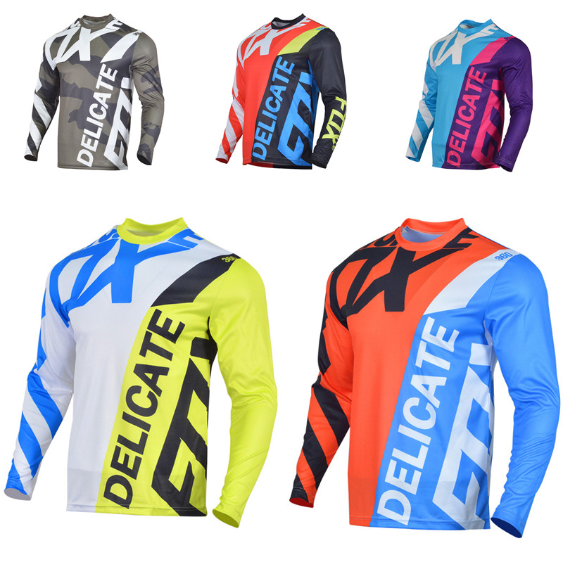 DELICATEFOX motorcycle long-sleeved off-road shirt casual racing riding downhill clothing outdoor breathable quick-drying men