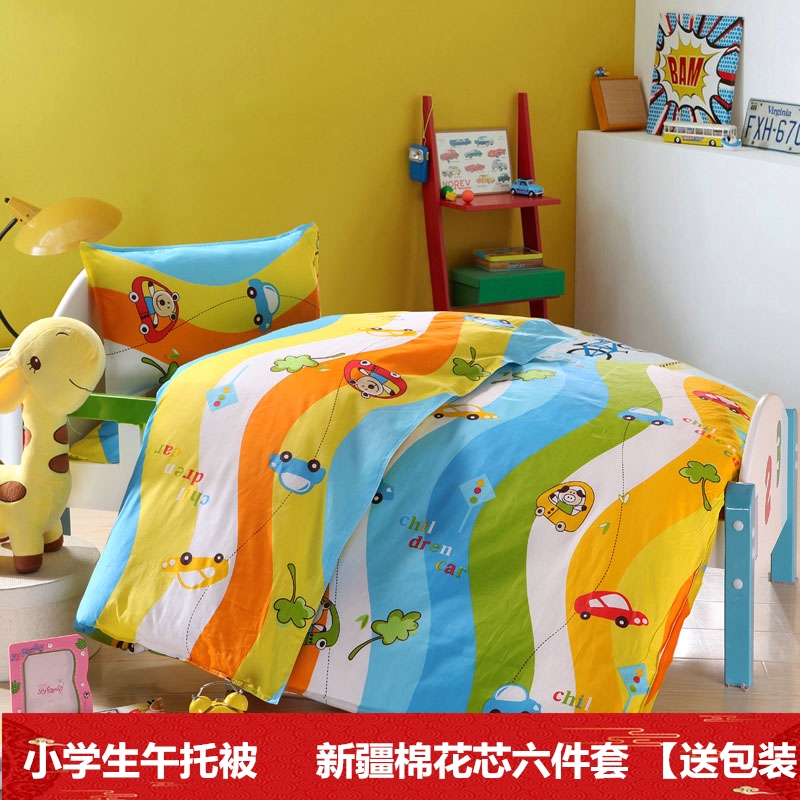 Primary school children's afternoon nap Quilt with three sets of core six pieces with core pure cotton quilted bedding tube bedding bedding 70 * 170