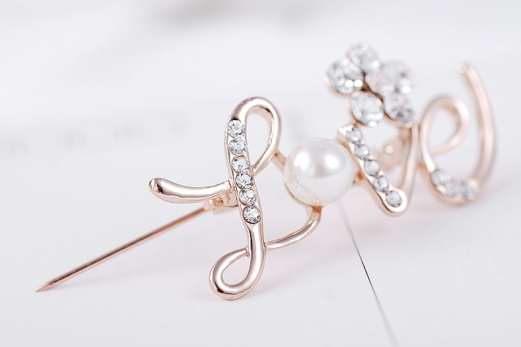 Đồ trang sức hàn quốc rhinestone trâm tình yêu người phụ nữ thanh lịch thời trang pin trâm huy hiệu ghim cài áo