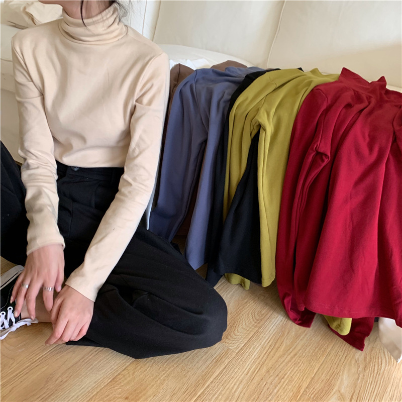 South Korea 2020 autumn and winter clothing new Korean version of simple casual versatile basic base shirt