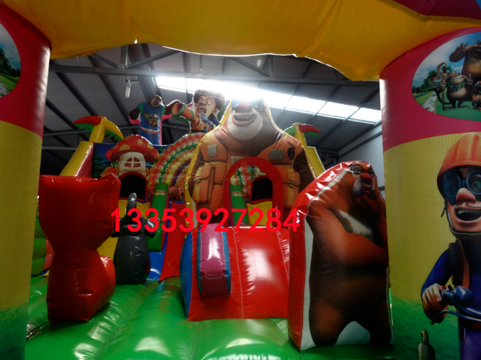 40 Square BearsInflatable castle outdoor large Trampoline children outdoors large Mischievous Castle Inflatable Fort outdoors Slide Trampoline