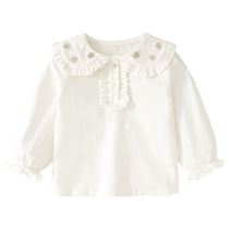 班喜迪女童衬衫秋装2024新款洋气宝宝白色上衣儿童公主娃娃衫春秋