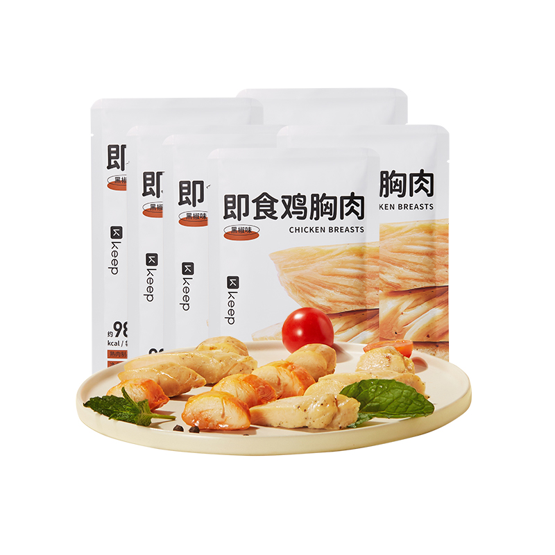 Keep即食鸡胸肉黑椒味80g*6包代餐高蛋白休闲零食办公室方便鸡肉