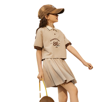 Xiaoding Youyou Girls Short Sleeve Suit 2024 Spring and Autumn New Medium and Large Children Thin Sportswear Childrens Two-piece Set