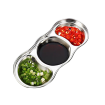 Meichu seasoning dish seasoning dish 304 stainless steel 2 grid 3 grid flavor dish household tableware thickened seasoning vinegar dish