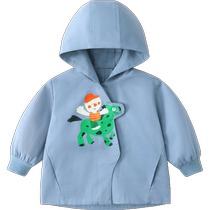 Qi Qi Xiong boys windbreaker jacket spring and autumn pure cotton childrens autumn windproof hooded top baby jacket autumn