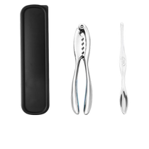 BJ Baijie crab eating tool six-piece household portable crab needle crab spoon blue handle large crab claw crab tool set 6-piece