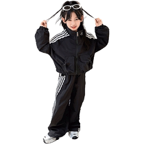 Yuyingfang Girls Autumn Clothes Suit Childrens Pull-Stretch Workwear Jacket Casual and Fashionable Spring and Autumn Two-piece Set for Girls