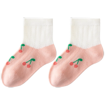 Caramella girls summer mesh breathable and comfortable childrens cotton mid-calf socks for middle-aged and older girls schoolchildrens socks
