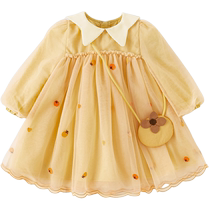 David Bella 2024 Autumn New Girls Dresses Childrens Long-Sleeved Mesh Skirt Baby Style Princess Dress