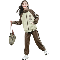 Yuyingfang girls color matching casual suit spring and autumn new style childrens fashionable sports two-piece suit for older girls