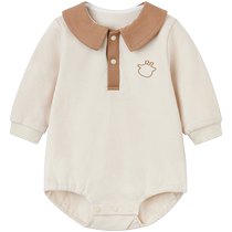 Tongtai baby bag fart clothes spring and autumn pure cotton baby jumpsuit newborn clothes triangle romper pajamas