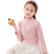 Girls bottoming shirts spring and autumn 2023 new childrens half turtleneck medium and large childrens white long-sleeved T-shirt tops childrens clothing