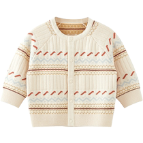 Wei Shi Muni baby sweater coat autumn and winter pure cotton baby knitted cardigan warm tops toddler sweater