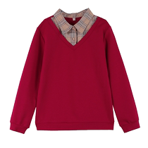 Meow perfect sweatshirt womens bottoming shirt fake two-piece casual slimming womens clothing versatile long-sleeved large size spring and autumn loose