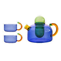 Creative contrasting color high temperature resistant glass teapot as a high-end practical opening souvenir gift for customers and employees business gift