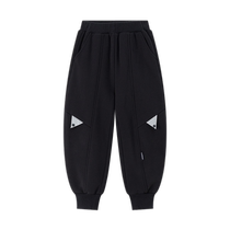 Cartoonist trendy childrens wear 24 winter new style light warm velvet safety reflective triangle fun eyes plus velvet long sweatpants