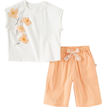 (Same style in the mall) David Bella childrens cropped pants suit 2024 summer new style girls two-piece set