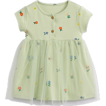 Mark Jenny 2024 new summer girls elastic knitted mesh dress childrens skirt
