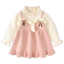 Banxidi Girls Autumn Childrens Dress 2024 New Childrens Sweater Princess Skirt Baby One Year Old Dress