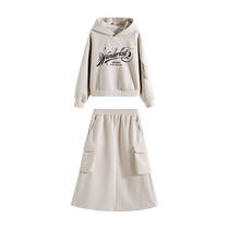Girls college style suit 2024 spring and autumn new loose and slim childrens school wear sweatshirt and skirt two-piece set