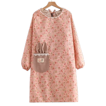 Long-sleeved apron smock 2024 new style female internet celebrity home kitchen fashion work clothes apron for working and cooking cute
