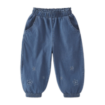 Jribebi girl girl jeans Summer thin anti-mosquito pants Summer middle children pure cotton loose trousers children pants