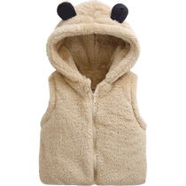 Qiqi Bear Baby Vest Autumn and Winter Pure Cotton Girls Boys Winter Coral Velvet Baby Padded Vest Childrens Waistcoat