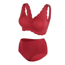 Yadai Lis zodiac year underwear womens red suit womens wedding bride seamless bra womens pure cotton underwear