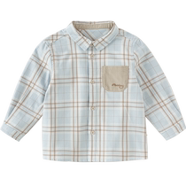 David Bella Childrens Shirt 2024 New Boys Plaid Shirt Boys Baby Autumn Clothing Pure Cotton Top Childrens Clothing