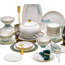 Kangmo 2024 new bowls and plates high-end bone china Jingdezhen high-end ceramic single bowls and plates tableware