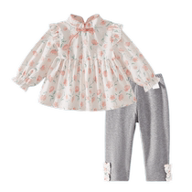 Girls floral suit girls early autumn antibacterial two-piece set childrens autumn clothes fashionable baby autumn clothes baby girl