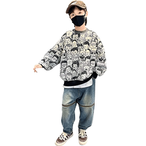 Jade Baby Workshop Boy 2024 New Wei Cloe Cartoon Head Spring Autumn Season Season easing CUHK Childrens personality Child clothing blouses