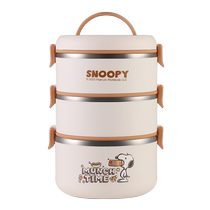 Snoopy multi-layer insulated lunch box microwave oven heatable portable lunch box office worker stainless steel lunch box