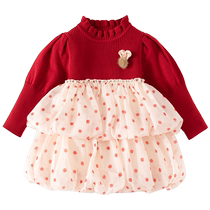 Banxidi girls dress autumn 2024 new childrens princess dress baby one-year-old dress catches the spring and autumn