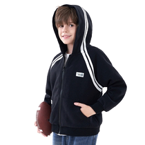Boys Jacket Autumn 2024 Childrens New Big Childrens Hooded Sweatshirt Sports Style Cardigan Casual Childrens Clothing