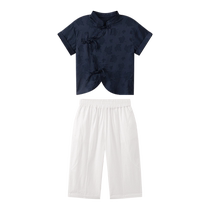 Zuoxi childrens clothing boys new Chinese style suits childrens Chinese style Tang suit 2024 new summer clothes ancient style boys clothes