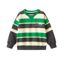 () Paw Paw Team Childrens Sweatshirt Spring and Autumn New Boys Striped Top Girls Pure Cotton Cartoon Sweatshirt