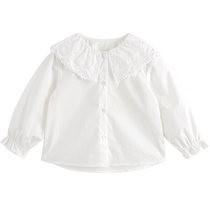 马克珍妮女童甜美花边娃娃领衬衫儿童纯棉衬衣上衣秋装新款