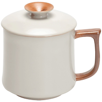 Beige ceramic tea cup with lid mug personal water cup office cup home tea cup breakfast cup