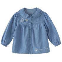 (Same style in the mall) David Bella girls denim shirt 2024 spring new style childrens baby shirt